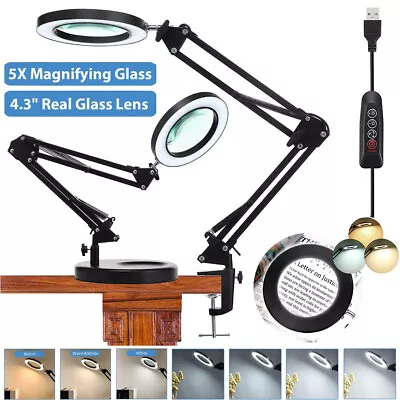 $25.39 • Buy Magnifier LED Lamp 10X Magnifying Glass Desk Table Light Reading Lamp With Clamp