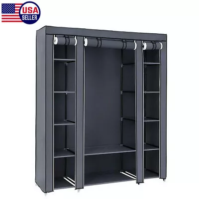 New Design Portable Closet Wardrobe Clothes Rack Storage Organizer Shelf Durable • $32.98