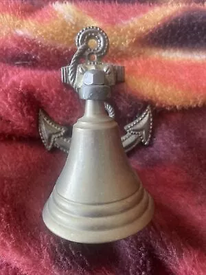 Vtg Cast Iron Brass Ship's BELL ANCHOR Wall Mount Rustic Nautical Door Bell 3.5” • $12