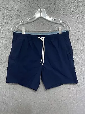 J Crew Mens Swim Trunks Board Shorts Size Medium Blue Drawstring Lined Adult • $15.99