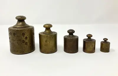 Lot Of 5 VH Antique Vintage Stamped Scale Weights Set Grams Grammes Estate Find • $24.99