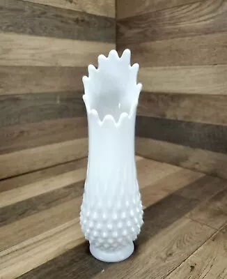 Fenton Hobnail 12 Finger Swung Vase White Milk Glass 11  T 4  W • $39.99