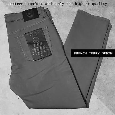 New VGB Vintage Genes Black Mens Slim Fit Comfort French Terry Denim Gray Jeans • $29.99