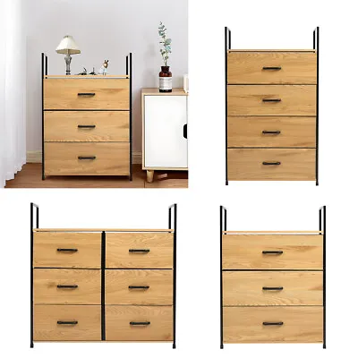 3/4/6 Canvas Chest Of Drawer Living Room Furniture Storage Bedside Table Cabinet • £48.95