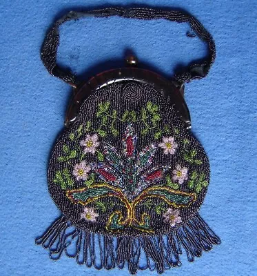 Antique French Micro Beaded Fringe Bakelite Flapper Purse Clutch Art Deco • $79.50