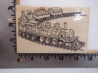 Stampendous P202 Toy Train Christmas Track Tree Wood Rubber Stamp Euc L4173 • $8.95
