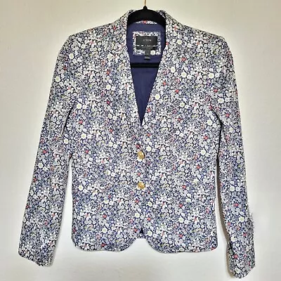 J Crew School Boy Blazer Womens Sz 2 Floral Liberty Art Fabrics Lined Cotton  • $14.99