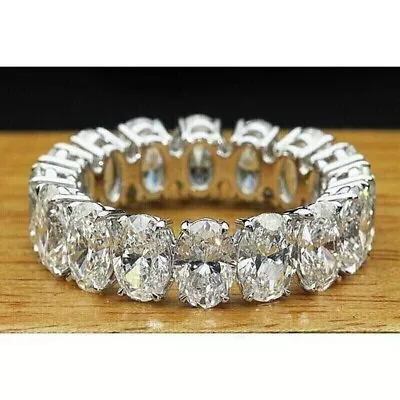 3Ct Oval VVS1 Moissanite Full Eternity Wedding Band Ring Solid 14K White Gold • $414.16