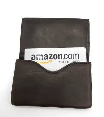 Business Card Case Hard-Cover Leather Magnetic Closure Graphic Image Dark Brown • $25