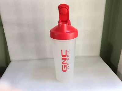 GNC Live Well Red Lid Miniature Clear Shaker Mixer Cup Bottle USED • $6.99