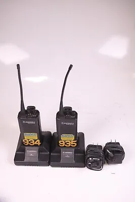 Lot Of 2 Motorola GP300 Two Way Radio W/ Docks Chargers Batteries • $75.99