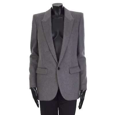 SAINT LAURENT 3290$ Gray Cashmere Wool Flannel Jacket - Single-breasted Mulberry • $3236.99