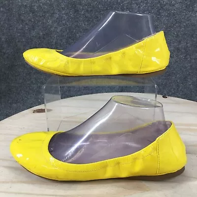 Vince Camuto Shoes Womens 8 M Ellen Ballet Flats Yellow Patent Leather Casual • $25.19