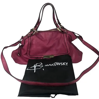 Near Mint B Makowsky Shoulder Bag Pink Soft Pebbled Leather Slouchy With Strap • $79.99