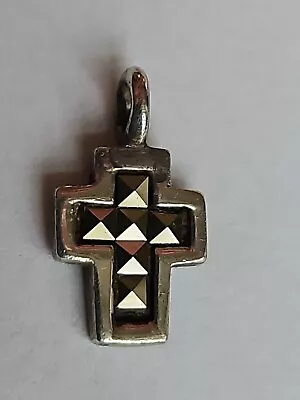 Sterling Silver Marcasite (Pyramid Cut) CROSS Charm VINTAGE! • $17.99