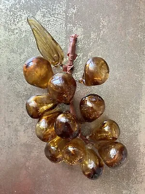 Vintage MCM Handblown Art Glass Amber Brown Grape Cluster 🍇 • $25