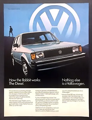 1982 VW Volkswagen Diesel Rabbit Photo  Works On The Rudolf Principle  Print Ad • $7.99