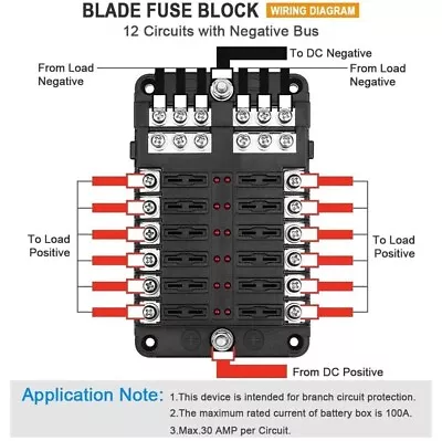 12-Way Blade Fuse Box Block Holder LED Indicator 6 12 24V Auto Marine Waterproof • $19.99