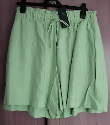 M & S Linen Blend Pull On Shorts Size 24 Regular Length BNWT • £8.99