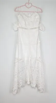 New Women's White Summer Cold Shoulder Romantic Lace Midi Dress Size XL RRP £125 • £18