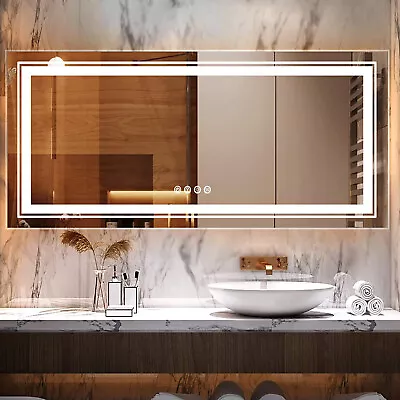 Large LED Bathroom Mirror Illuminated With RGB Lights Anti-fog Hair Salon Beauty • $309.90