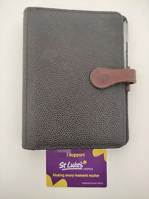 MULBERRY Black Scotchgrain Leather Filofax Agenda Organiser Vintage • £59.99