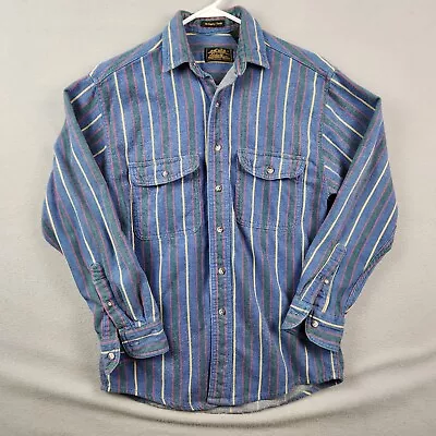 Vintage Men's Eddie Bauer McKinley Cloth Blue Striped Button Shirt Sz S • $25