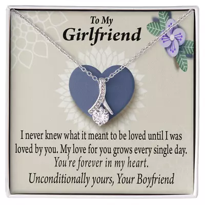 To My Girlfriend  I Love You More Every Day Alluring Ribbon Necklace Message Ca • $69.95