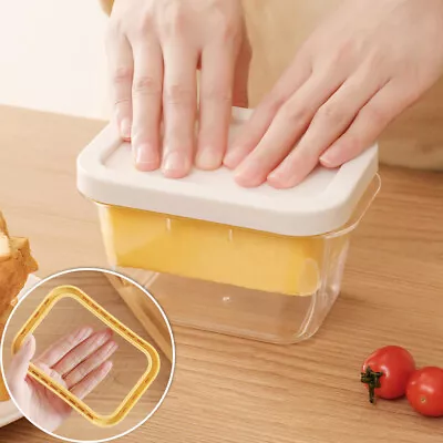 Butter Box Cutting Food With Lid Rectangle Container Storage Dish Cheese Keeper • $14.39