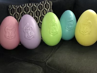 5 Vintage Easter Egg Blow Molds Wth Bunny General Foam Plastic 12” Outdoor/ind • $50
