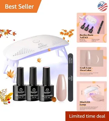 Deluxe Portable Gel Nail Polish Kit With UV LED Lamp - Soak Off Nude Colors • $17.99