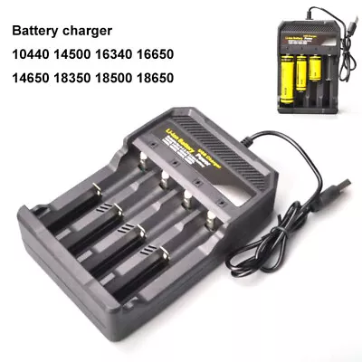 4 Slot 4.2V Battery Charger USB Charging 18650 18350 Li-ion Battery Rechargeable • £5.03