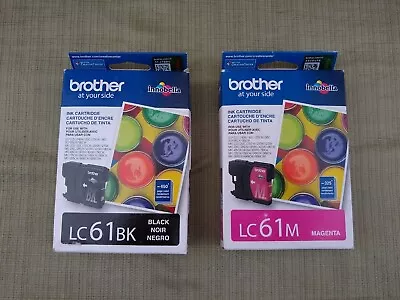 Genuine Brother LC61BK Black & LC61M Magenta Ink Cartridges OEM Lot Expired 2023 • $14.65