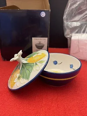 J McCall Blue Sky Icing On The Cake Covered Lemon Candy Dish New In Box Signed • $38