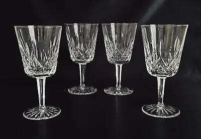 $61 • Buy 4 Waterford Crystal Lismore 6-7/8  Water Or Wine Stemware Glasses Signed Vintage