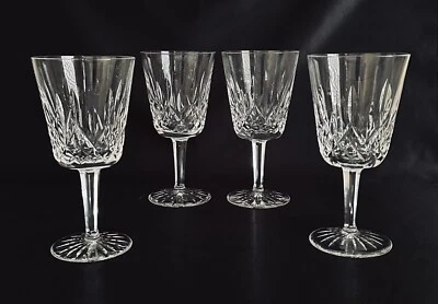 $61 • Buy 4 Waterford Crystal Lismore 6-7/8  Water Or Wine Stemware Glasses Signed Vintage