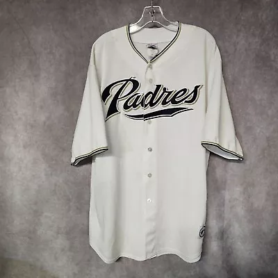 VTG Majestic San Diego Padres  Brian Giles 24 White Baseball Jersey Men 2XL Sewn • $39.99