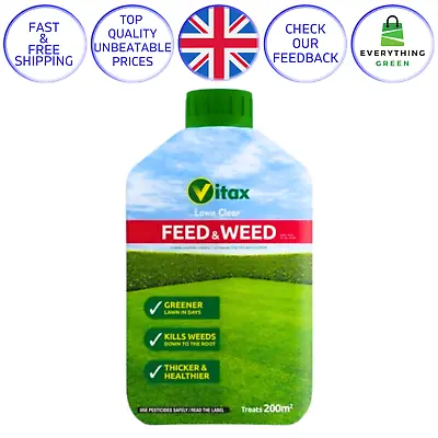 Vitax Green Up Liquid Lawn Feed Food & Kills Weeds Fertiliser Grass Care 100sqm • £11.99