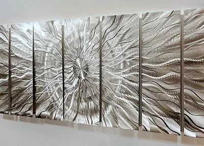 £624.52 • Buy Abstract Silver Metal Wall Art Etched Hanging Sculpture Decor For Indoor/Outdoor