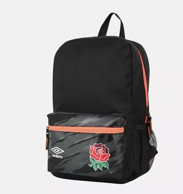 UMBRO England Stadium Rugby Backpack [black/fiery Coral] New RRP £25 • £19.99