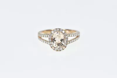 14K 2.25 Ctw Morganite Diamond Engagement Ring Rose Gold *10 • $594.96