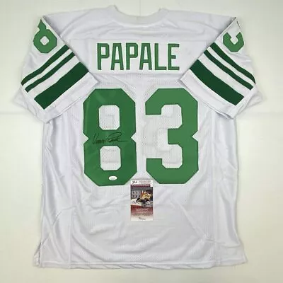 Autographed/Signed VINCE PAPALE Philadelphia White Football Jersey JSA COA Auto • $99.99