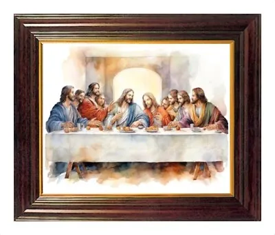 The Last Supper Jesus & 9 Of The 12 Disciples Catholic Water Colour Picture Ls2r • £17.99