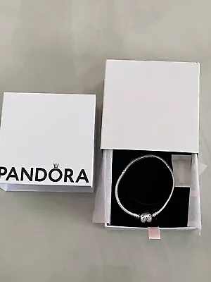 $11.34 • Buy Pandora Moments S925 Silver Heart Clasp Snake Chain Charm Bracelet Size 18