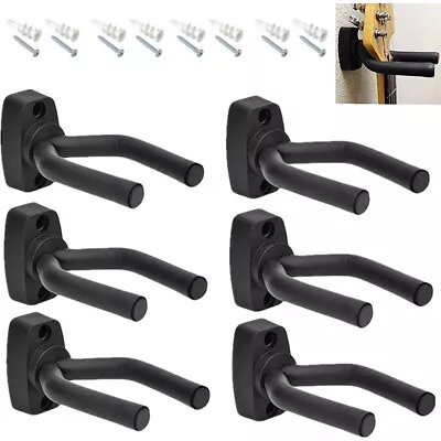 6 Pack Wall Mount Guitar Hanger Hook Holder Display Stand Fits Mandolin Ukulele • $13.69