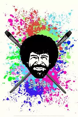 £10.05 • Buy Bob Ross With Crossed Brushes Painting Art Cubicle Locker Mini Art Poster 8x12