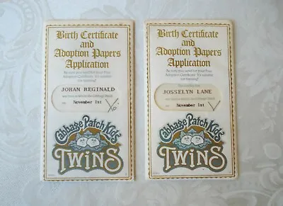 Vintage Cabbage Patch TWINS  Birth Certificate And Adoption Papers (2) SEALED • $18
