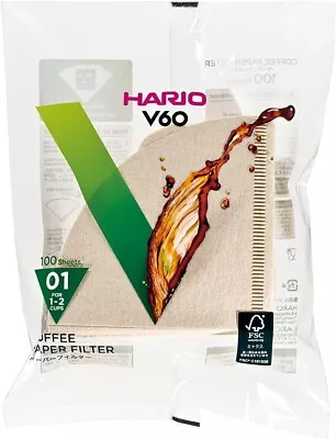 Hario V60 Paper Filter 100 Sheet-Natural Unbleached Size 01 Coffee Cone Filter • $16.80