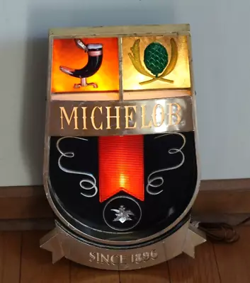 Vintage MICHELOB BEER LIGHT UP SIGN Medieval Looking 16.5  High • $49.95