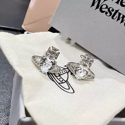 Vivienne Westwood Silver Crystal Heart Earrings Christmas Gift • $21.99